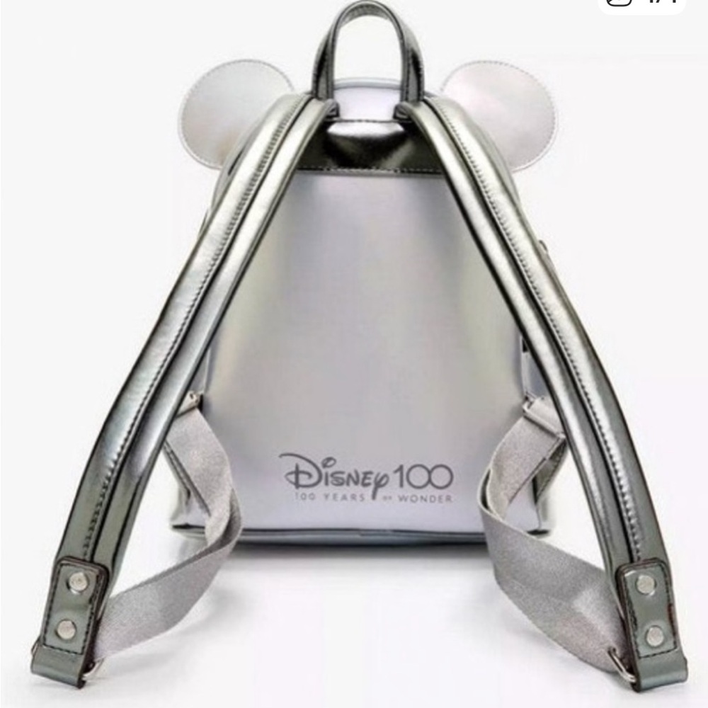 Loungefly Disney Parks 100 Minnie Mouse Platinum Mini Backpack NWT - Picture 6 of 6